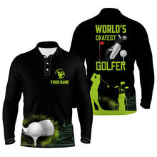 Load image into Gallery viewer, World&#39;s Okayest Golfer Mens Polo Shirt, Customized Green Golf Shirts For Men, Golf Gifts LDT0202