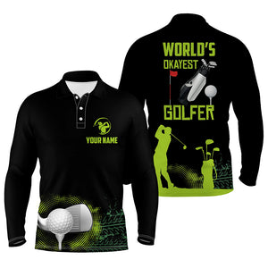 World's Okayest Golfer Mens Polo Shirt, Customized Green Golf Shirts For Men, Golf Gifts LDT0202