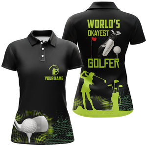 World's Okayest Golfer Womens Polo Shirt, Customized Green Golf Shirts For Women, Golf Gifts LDT0202