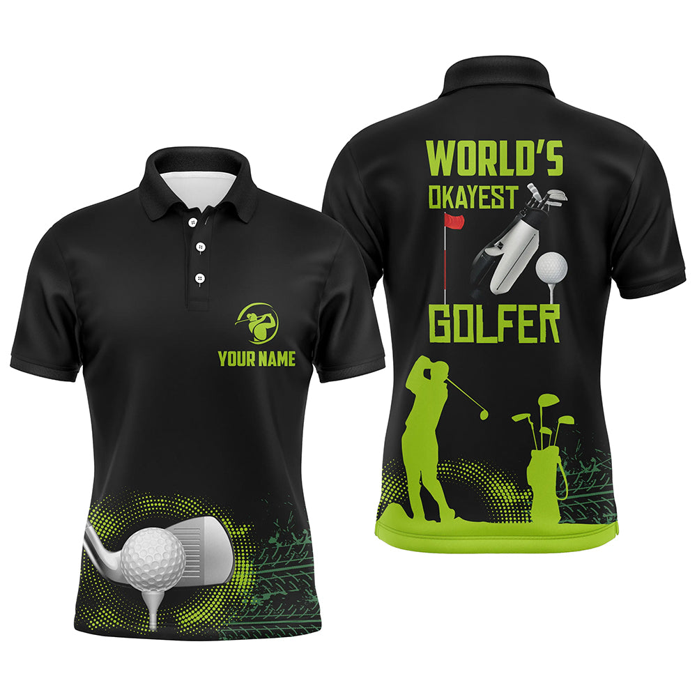 World's Okayest Golfer Mens Polo Shirt, Customized Green Golf Shirts For Men, Golf Gifts LDT0202