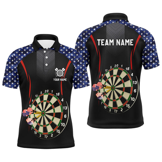 American Flag Darts Men Polo Shirt With Name Patriotic Darts Shirt For Men Dart Jersey LDT0796