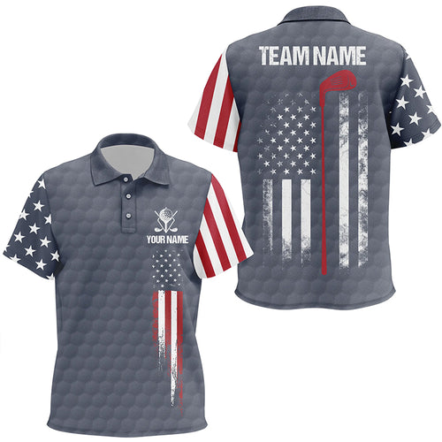 Navy American Flag Kids Golf Polo Shirts Custom Patriotic Team Golf Shirts For Kid Golf Gifts LDT1428