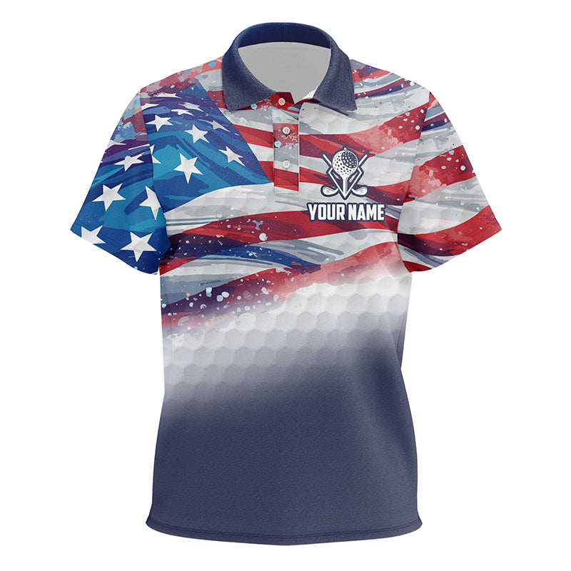 Watercolor American Flag Kids Golf Polo Shirts Custom Patriotic Golf Shirts For Kid Golf Gifts LDT1430