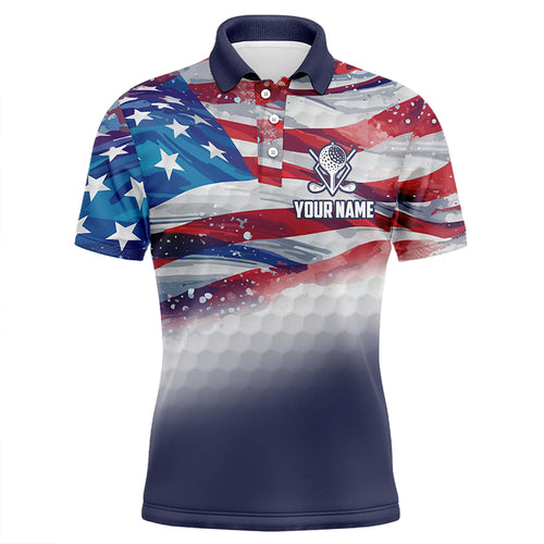 Watercolor American Flag Mens Golf Polo Shirts Custom Patriotic Golf Shirts For Men Golf Gifts LDT1430