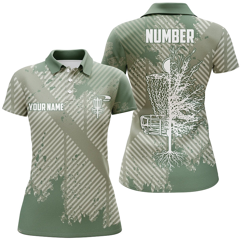 Disc Golf Green Abstract Texture Womens Polo Shirts Customized Disc Golf Shirts For Women LDT0520