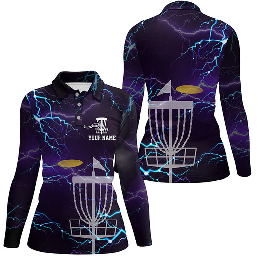 Lightning Womens Golf Polo Shirts, Custom Golf Shirts Disc Golf Shirts For Women, Best Golf Gifts LDT0050