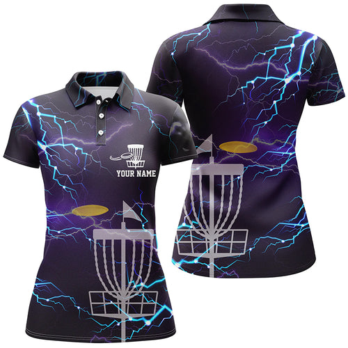 Lightning Womens Golf Polo Shirts, Custom Golf Shirts Disc Golf Shirts For Women, Best Golf Gifts LDT0050