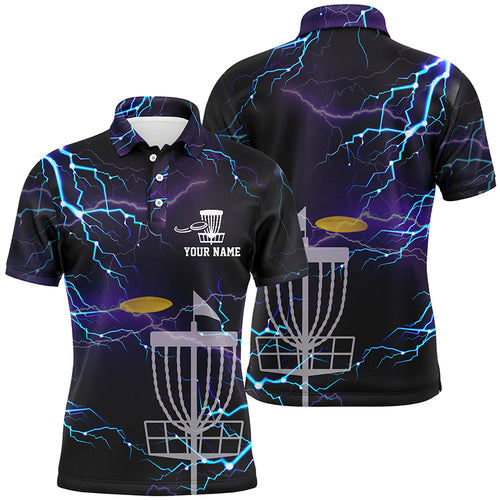 Lightning Mens Golf Polo Shirts, Custom Golf Shirts Disc Golf Shirts For Mens, Best Golf Gifts LDT0050