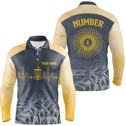 Heartbeat Mens Golf Polo Shirts, Custom Golf Shirts Disc Golf Shirts For Mens, Best Golf Gifts LDT0051