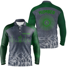 Load image into Gallery viewer, Heartbeat Mens Golf Polo Shirts, Custom Golf Shirts Disc Golf Shirts For Mens, Disc Golf Gifts LDT0052