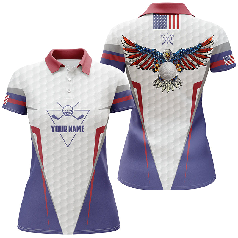 American Flag Golf Polo Shirt Custom Us Eagle Golf Shirts For Women Patriotic Golf Gifts LDT0254