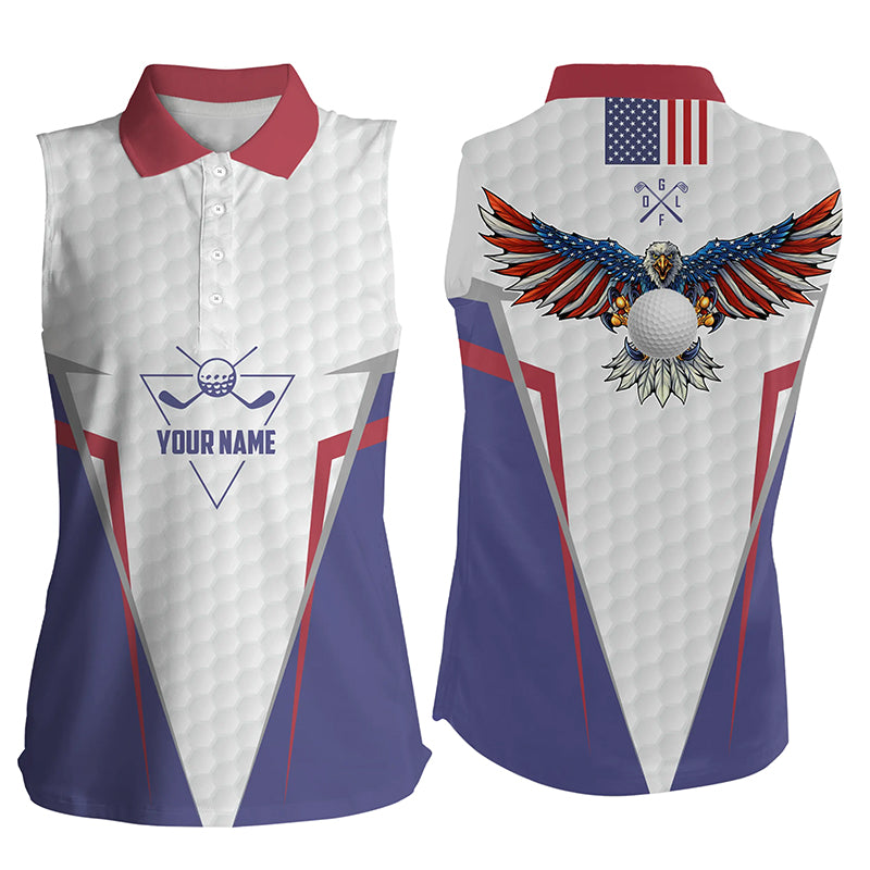 American Flag Sleeveless Golf Polo Shirt Custom Us Eagle Golf Shirts For Women Patriotic Golf Gifts LDT0254