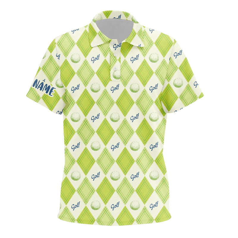 Golf Pattern With Balls Green Argyle Unisex Kids Polo Shirt Custom Golf Shirts For Kid Golf Gifts LDT0571