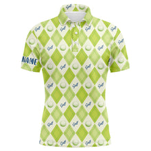 Load image into Gallery viewer, Golf Pattern With Balls Green Argyle Mens Polo Shirt Custom Golf Shirts For Men Golf Gifts LDT0571