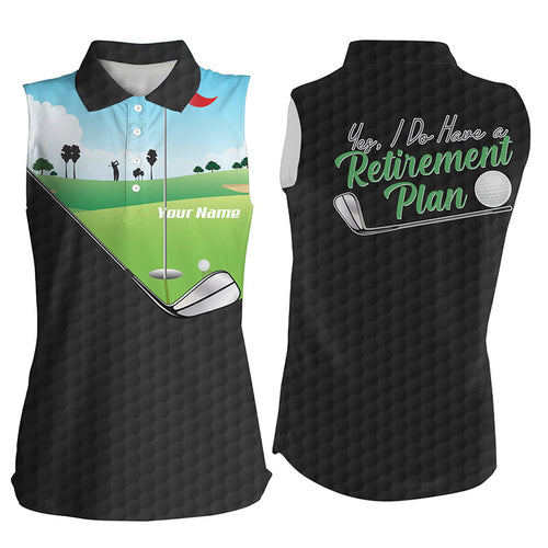 I Do Have A Retirement Plan Black Golf Pattern Womens Sleeveless Custom Golf Tops Golf Gifts For Women LDT0887