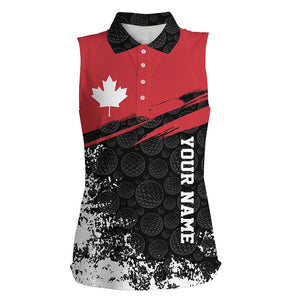 Retro Canadian Womens Sleeveless Polo Shirt Custom Canada Flag Patriotic Women Golf Tops Golf Gifts LDT0890