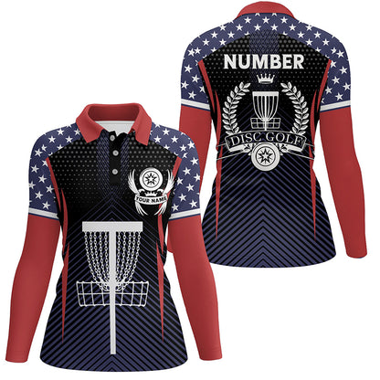 American Flag Disc Golf Polo Shirts Customized Patriotic Golf Shirts For Women, Golf Gifts LDT0287
