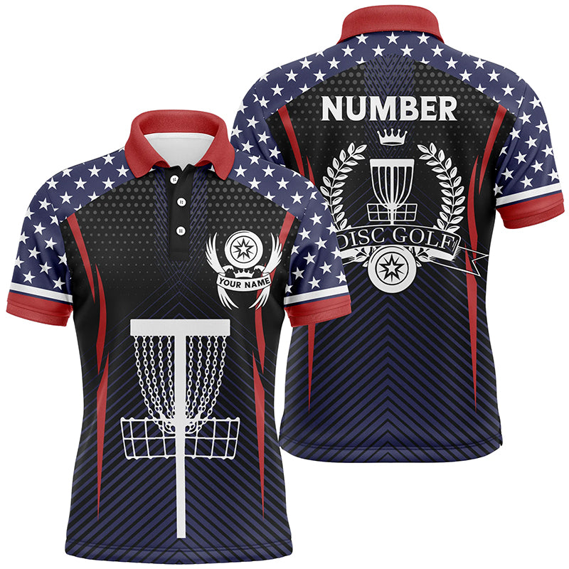 Mens American Flag Disc Golf Polo Shirts Customized Patriotic Golf Shirts For Men, Golf Gifts LDT0287