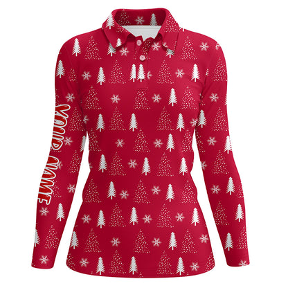 Christmas Tree Seamless Womens Red Golf Tops Customized Polo Golf Shirts For Women Golf Gifts LDT0618