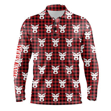 Load image into Gallery viewer, Reindeer Red Black Plaid Christmas Mens Golf Polo Shirt Golf Shirts For Men Golfer Gifts LDT0620