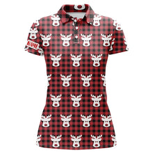 Load image into Gallery viewer, Reindeer Red Black Plaid Christmas Womens Golf Polo Shirt Golf Shirts For Women Golfer Gifts LDT0620