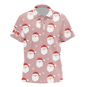 Happy Santa Christmas Pink Kids Golf Polo Shirts Customized Funny Golf Outfit For Kid LDT0623