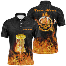 Load image into Gallery viewer, Fire Flame Disc Golf Mens Polo Shirt Custom Orange Skull Disc Golf Shirts For Men Golf Gifts LDT0905