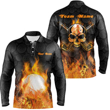 Load image into Gallery viewer, Fire Flame Golf Ball Mens Polo Shirt Custom Orange Skull Golf Shirts For Men Best Golf Gifts LDT0906