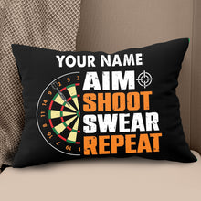 Load image into Gallery viewer, Aim Shoot Swear Repeat Vintage Custom Darts Pillow Personalized Gifts LDT1121