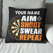 Load image into Gallery viewer, Aim Shoot Swear Repeat Vintage Custom Darts Pillow Personalized Gifts LDT1121
