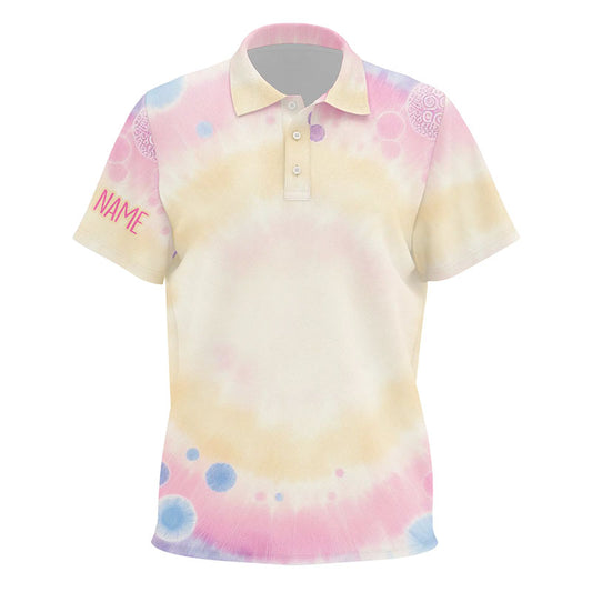Pastel Tie Dye 3D Print Kids Golf Polo Shirts Custom Name Golf Shirts For Kid Golf Gifts LDT1307