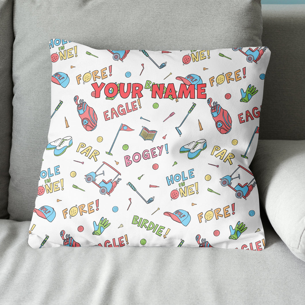 Colorful Funny Golf Elements Custom Throw Pillow Personalized Golf Gifts LDT1141
