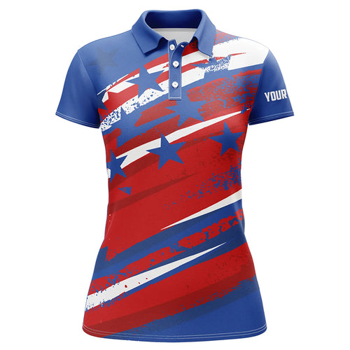American Flag Womens Golf Polo Shirts Custom Patriotic Golf Shirts For Women Golfing Gifts LDT1468