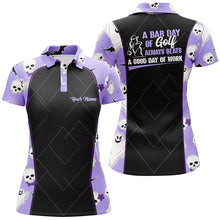 Load image into Gallery viewer, Womens Purple Halloween Golf Polo Shirt, Halloween With Skulls And Ghosts Golf Shirts For Women LDT0113