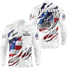 Load image into Gallery viewer, American Flag Ripped White Grunge Golf Men Polo Shirts Custom Patriotic Golf Shirts For Men LDT0699