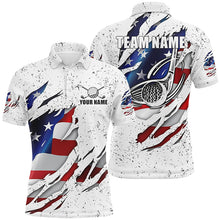 Load image into Gallery viewer, American Flag Ripped White Grunge Golf Men Polo Shirts Custom Patriotic Golf Shirts For Men LDT0699