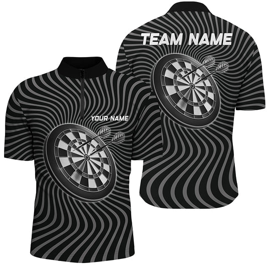Personalized Black Grey Waving Dart Quarter Zip Shirt Custom Dart Shirt For Men Dart Jersey LDT0709