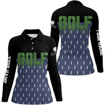 Load image into Gallery viewer, Black And Navy Womens Golf Polo Shirts, Custom Funny Golf Shirt For Ladies, Skull Golfing Gifts LDT0136