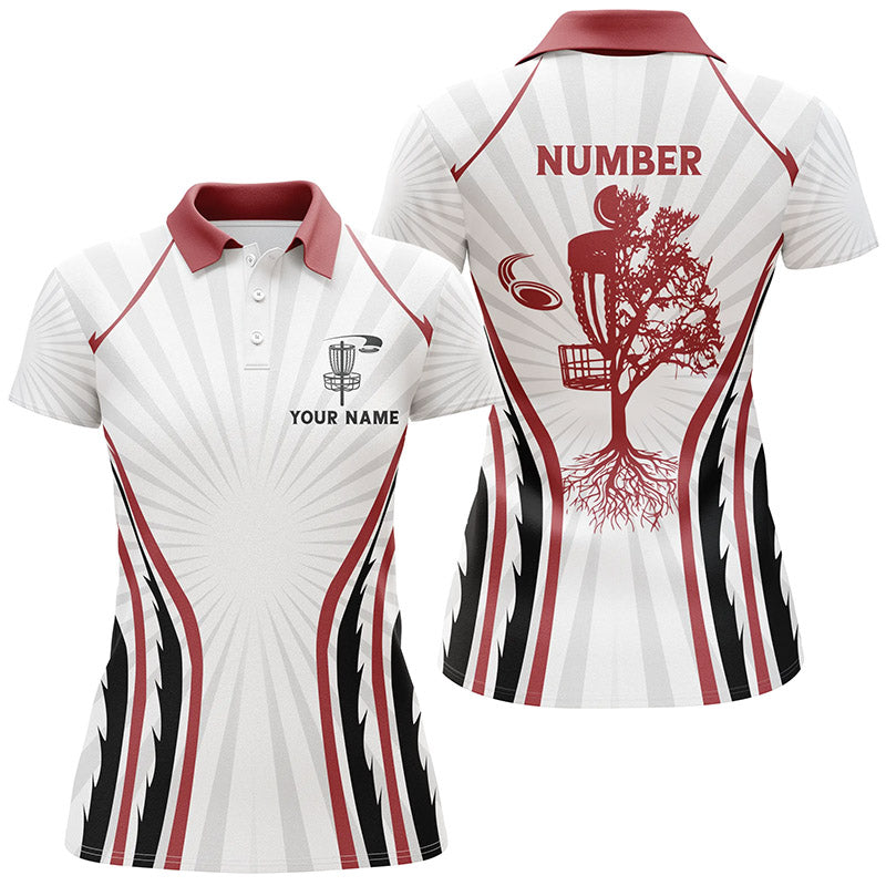 Retro Red Fire Disc Golf Polo Shirts Personalized Disc Golf Shirts For Women Disc Golf Basket LDT0935