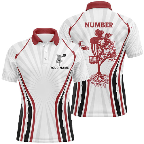 Retro Red Fire Disc Golf Mens Polo Shirt Personalized Disc Golf Shirts For Men Disc Golf Basket LDT0935
