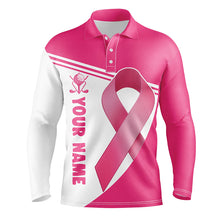 Load image into Gallery viewer, Breast Cancer Pink Ribbon Mens Golf Polo Shirts Custom Name Golf Shirts For Men Golfing Gifts LDT1351