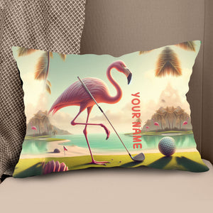 Golf Flamingo Tropical Custom Pillow Personalized Golf Gifts For Golfer LDT1169