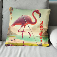 Load image into Gallery viewer, Golf Flamingo Tropical Custom Pillow Personalized Golf Gifts For Golfer LDT1169