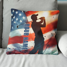 Load image into Gallery viewer, Watercolor American Flag Custom Pillow Personalized Patriotic Golf Gifts LDT1173