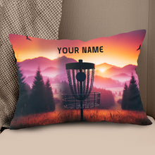 Load image into Gallery viewer, Sunset Disc Golf Basket Custom Name Pillow Personalized Disc Golf Gifts LDT1168