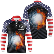 Load image into Gallery viewer, Fire And Water Golf Mens Polo Shirts, Custom American Flag Golf Shirts For Men, Patriotic Gifts LDT0158