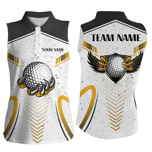 Eagle Golf Ball Custom White Grunge Womens Sleeveless Polo Shirt Team Golf Shirt For Women Golf Gifts LDT0716