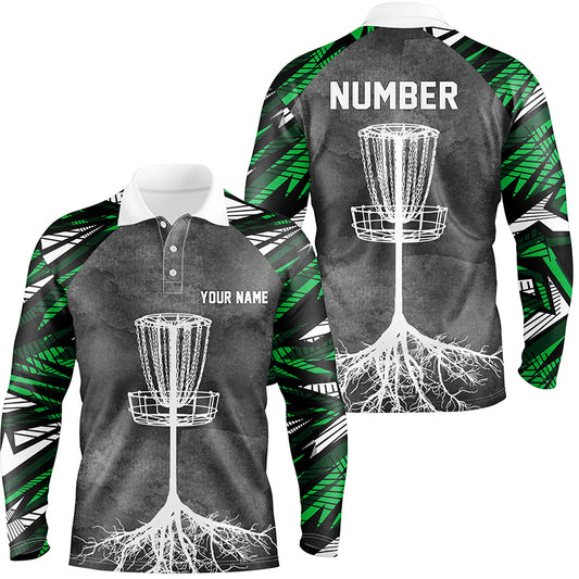 Mens Disc Golf Polo Shirt Grey Green Camo Custom Disc Golf Shirts For Men Golf Gifts LDT0726
