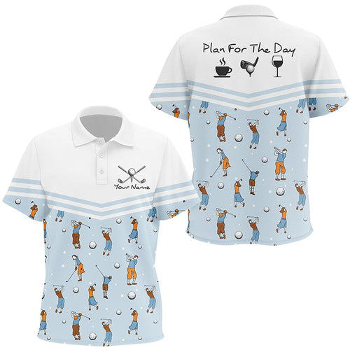 Playing Golf Plan For The Day Blue Kids Polo Shirts Custom Cute Golf Shirts For Kid Golf Gifts LDT0426