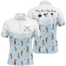 Load image into Gallery viewer, Playing Golf Plan For The Day Blue Mens Polo Shirts Custom Cute Golf Shirts For Men Golf Gifts LDT0426